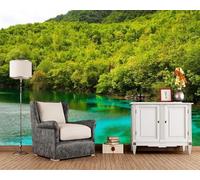 Paysage Fluvial Et Forestier 450(W) X315(H) Cm Papier Peint Mural 3D, Peel And Stick Palace Wall Mural Posters, Décoration Imperméable Durable Et Respectueuse De Pour Chambre À C-5140713