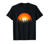 Paysage forestier - Arbres avec Fond de Coucher de Soleil T-Shirt Graphique avec Valeur