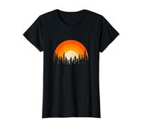 Paysage forestier - Arbres avec Fond de Coucher de Soleil T-Shirt Graphique avec Valeur