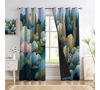 Paysage Forestier Luxuriant Lot De 2 Rideaux Occultants, Paysage Abstrait Rideau Thermique Isolant Anti Froid, 140 X 240 Cm, Rideaux Occultant avec Œillets Rideau Fenetre