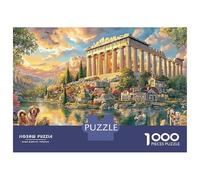 Paysage Grec Mythique Puzzle 1000 Pièces Ruines grecques près du lac Puzzle Décoratif À Découpe Précise, Jeu Relaxant Et Challenge pour Adultes Et Enfants 52x38cm/1000pcs