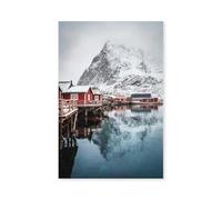 Paysage Hiver Village de pecheur norvegien - Made in France - Toile imprimée 40x60