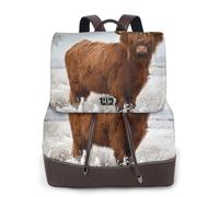 Paysage hivernal des Highlands écossais,Sac à dos imperméable pour femme, sac à dos de voyage léger en cuir PU tendance