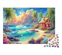 Paysage Île 1000 Pièces Puzzle Papier pour Adultes Carton Épais Défi Cérébral Décor Plage Cadeau Créatif 52x38cm/1000pcs