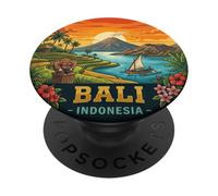 Paysage indonésien Tropical de Bali avec Volcan PopSockets PopGrip Adhésif