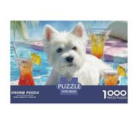 Paysage insulaire Puzzle 1000 Pièces Cute Chien - Puzzle Cozy Soir D’Hiver, Carton Premium, Challenge en Duo, Poster pour Déco, 38x26cm/1000pcs