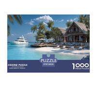 Paysage insulaire Puzzle 1000 Pièces Seaside Paysage - Challenge Zen, Carte Géographique À Assembler, Poster Inclus, Cadeau Éducatif, 38x26cm/1000pcs