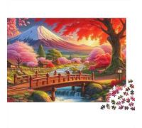 Paysage Japonais 1000 Pièces Puzzle pour Adultes Carton sans Odeur Anti-Stress pour S'amuser Stimuler l'esprit avec Affiche Guide 52x38cm/1000pcs