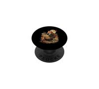 Paysage Japonais Vintage Kitsune Fox dans Un Nuage Nocturne de Lune PopSockets PopGrip Adhésif