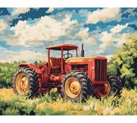 Paysage Kit Tufting Complet Tracteur De Dessin Animé Kit De Crochet À Faire Soi-Même，Ensemble De Broderie，Fabrication De Tapis，Kits De Toile，Travaux D'Aiguille，Artisanat Pour La Décorat 21x29in