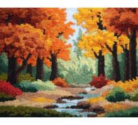Paysage Kit Tufting Completforêt D'Automne Kits De Crochets À Loquet Pour Tapis Grands Pour Adultes Débutants，Faire Soi-Même Kit De Fabrication De Tapisserie，Broderie De Coussin De Ca 23x16in