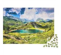 Paysage Lac Montagne Difficile Puzzle 1000 Pièces pour Adultes Vallée Verte Berçant Un Tarn Alpin Caché Premium Robuste Haute Qualité Vibrant Défiant Anti-Stress 38x26cm/1000pcs