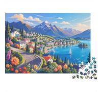 Paysage Lac Montagne Puzzle, 1000 Pièces Jeu Difficile pour Adultes | 52x38cm Carton, Exercice Mental, Cadeau Réunion, Décoration Intérieure, Construction Solide