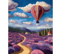 Paysage Latch Hook Rug Kitmontgolfières Et Lavande Kit De Tapis À Crochet À Faire Soi-Même,Set Fabrication De Tapisserie,Kits De Broderie Au Point De Croix,Travaux D'Aiguille,Artisa 21x29in