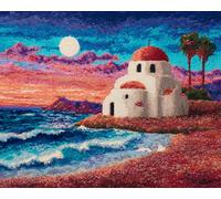 paysage Latch Hook Rug Kits for Adults Beginners,Maison de plage,DIY with Printed Canvas Crochet Yarn Handmade Embroidery Crafts Crochet for Home Decoration,52x38cm