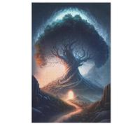 Paysage Magique Arbre Puzzles en Bois Adultes Et Adolescents 1000 Pieces Enfants Puzzle Décoration Mur Moderne Art Jouets Cadeau Intéressants (78×53cm)