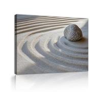 Paysage minimaliste Art mural peinture Zen pierre plage impressions sur toile Décoration murale de style japonais pour salle de conférence chambre d’amis dortoir 38x50cm Cadre intérieur