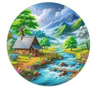 Paysage montagneux de Campagne 1000 Pièces Puzzle pour Adultes Et Enfan Natural Scenery Puzzle Rond Décoration Moderne Jeu Cadeau Unique 1000pcs (67.5x67.5cm)