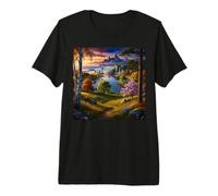 Paysage Naturel de Cascade de Montagne et océan Paradis T-Shirt Haut de Gamme