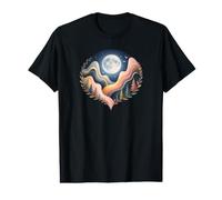 Paysage Naturel en Forme de cœur, avec Une Lune pittoresque T-Shirt Graphique avec Valeur