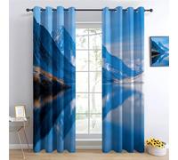Paysage Naturel Rideaux Occultant à Oeillets Montagnes Enneigées Surface d'un Lac Ciel Rideau Isolant Thermique Anti Bruit, Protection de la Vie Privée Rideaux pour Chambre Salon 234 x 229 cm