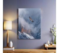Paysage Naturel Tableau sur Toile Les Alpes et l'Aigle Mur Art Photos 40 x 30 cm Moderne Decor Murale Prête à Accrocher pour Chambre Bain Salon Chambre Restaurant Bar Café