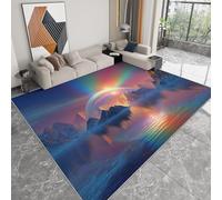Paysage Naturel Tapis Salon Lavable Glacier Antarctique Montagnes Coucher De Soleil Arc En Ciel 160 x 230 cm Antidérapant Tapis, Chambre Pile Courte et Douce Doux Bureau Intérieur Extérieur Moquette