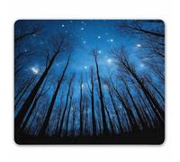 Paysage Nocturne d'hiver avec des Bois sous Un Ciel Étoilé Tapis De Souris Bords Cousus Tapis Souris Douce Mouse Pad pour Pc Bureau D'Études 25X30Cm
