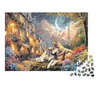 Paysage Nuit Romantique Loup 1000 Pièces Puzzle en Papier pour Adultes Décompression Décor Intérieur Loup Scène Éducatif 52x38cm/1000pcs