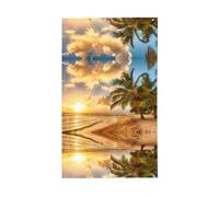 Paysage océanique et coucher de soleil léger, tombant et facile à installer, le drapeau est adapté pour une utilisation en intérieur et en extérieur.