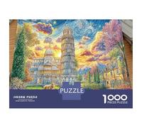 Paysage Peint 1000 Pièce Pisa Coucher de soleils Carton Robuste Puzzle Classique pour Adultes Enfants Impossible Défiant Décompression Décoration Murale 38x26cm/1000pcs