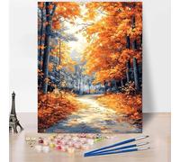 Paysage Peinture Numero Adulte Automne Peinture par Numero Adulte, Kit de Coloriage sur Toile Bricolage pour Débutants Avec Pinceau Pigment Acrylique, Tableau Decoration, Cadeau Femme 40x60cm -XY5P
