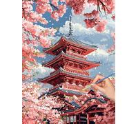 Paysage Peinture Numero Adulte, DIY Japon Peinture Numero Adulte 60x80cm, Pinceaux et Acryliques, Kits de Coloriage par Numbers pour Adultes Débutants, Décoration Murale, Cadeaux, (Sans Cadre), -6259