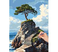 Paysage Peinture Numero Adulte, DIY Océan Peinture Numero Adulte 60x80cm, Pinceaux et Acryliques, Kits de Coloriage par Numbers pour Adultes Débutants, Décoration Murale, Cadeaux, (Sans Cadre), -6971