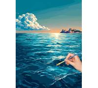 Paysage Peinture Numero Adulte, DIY Océan Peinture Numero Adulte 60x80cm, Pinceaux et Acryliques, Kits de Coloriage par Numbers pour Adultes Débutants, Décoration Murale, Cadeaux, (Sans Cadre), -7111