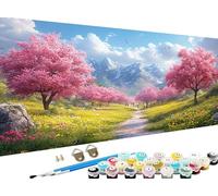 paysage Peinture Numero Adulte, Grand Peinture par Numero Adulte Arbre Motif Désign, DIY Loisirs Créatifs Adultes Artisanat Kit avec Pinceaux Peintures pour Decoration Murale, Sans Cadre 40x80cm Z-919