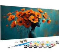 paysage Peinture Numero Adulte,Grand Peinture par Numero Adulte fleurs Motif Désign,DIY Loisirs Créatifs Adultes Artisanat Kit avec Pinceaux et Peintures,Decoration Chambre Sans Cadre 50x100cm J3-421