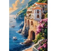 Paysage Peinture Numero Adulte OcéAn Peinture par Numero Adulte Débutants Facile sur Toile 45x60 cm Numéro d'art avec 3 Pinceaux, Loisirs Créatifs Adultes, pour Decoration Maison Cadeau, Model 1178