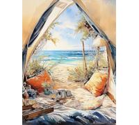 Paysage Peinture Par Numero Adulte, 20x30cm Peinture Numéro Plage Peinture Numero Débutant, Peinture Acrylique Kit de Bricolage Créatif avec Peintures et Pinceaux Pour Enfants Bébutants, Gift