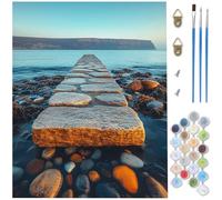 paysage Peinture par Numéros pour Adulte, DIY Numero d'Art Kits avec 3 Pinceaux et Acrylique, Kit Creatif Adulte mer Paint by Numbers pour Decoration Chambre Halloween, (Sans Cadre) 30 x 40 cm D1-582
