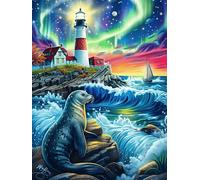 Paysage Phare Aurore boréale 500 Pièces Puzzle Adolescent en Carton Anti-Déchirure Animaux et Plantes Difficulté Moyenne Activité Éducative Passe-Temps Petit Prix Pas Cher Premium 500 PCS