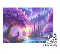 Paysage Planète Fantastique Puzzle 1000 pièces Stimulation Mentale pour Adultes Forêt Violette Planètes Coucher de Soleil Premium Épais Robuste Défiant Relaxation Antistress 52x38cm/1000pcs