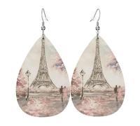 Paysage Romantique De Paris Boucle D'Oreille Tendance Boucles D'Oreilles En Cuir Double Face Pendantes Pour Quotidien Décorations