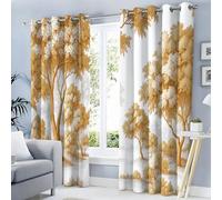 Paysage Simple Rideau Occultant 2 Pièces a Oeillets, Rideaux Chemin Boisé, Thermique Isolant Anti Froid, Rideaux Opaque Intérieurs pour Chambre, 140L X 225H cm