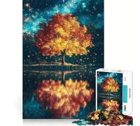 Paysage Spatial Fantastique Reflets d'arbres d'automne Puzzle Difficile de 1000 pièces pour Adultes Améliore la mémoire, détend l'esprit Bords Nets Cadeau élégant (38x26cm)