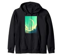 Paysage Spatial rétro futuriste, esthétique des années 1960 Sweat à Capuche