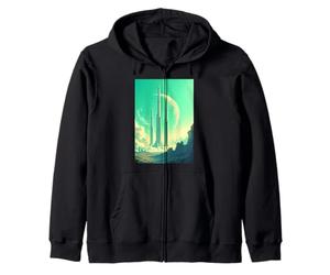 Paysage Spatial rétro futuriste, esthétique des années 1960 Sweat à Capuche