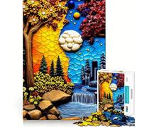 Paysage surréaliste avec Cascade et Ville Puzzle de 1000 pièces pour Adolescents Jeu de réflexion et de Groupe Découpe de précision pour Les fêtes 50x75cm