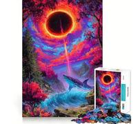 Paysage surréaliste de Requins avec éclipse Puzzle de 1000 pièces pour Adultes Jeu de logique Pure pour Un Moment de Paix et de Bien-être 38x26cm