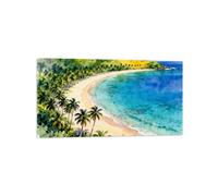 Paysage Tableau Mer Plage Arbre Impression sur Toile 60x108cm Encadrée